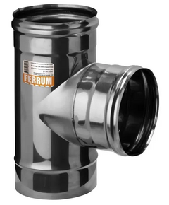 Teu-K la 90° pentru coș de fum cu o singură perețe Ferrum D115 (0,8 mm)