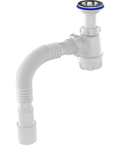 Sifon pentru lavoar 1 1/4" x 40 cu gât prelungit, grătar metalic și racord 40x40/50, Aquant