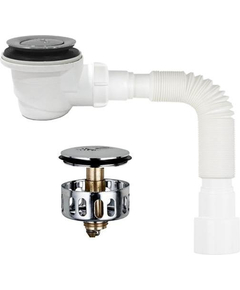 Sifon pentru duș 1 1/2" crom d50mm cu guler 40x40/50, clapetă click, plasă metalică, h65mm Aquant