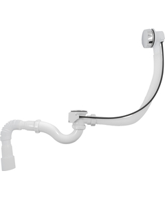Sifon pentru cadă cu preaplin semiautomat și tub flexibil 40x40/50 alb, Aquant