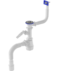 Sifon pentru bucătărie 1 1/2" x 40 cu evacuare pentru mașina de spălat și declansare cu furtun flexibil 40x40/50, Aquant