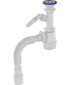 Sifon pentru bucătărie 1 1/2" x 40 cu evacuare pentru mașină de spălat cu tub flexibil 40x40/50