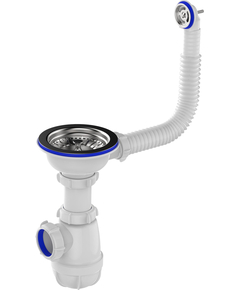 Sifon pentru chiuvetă 3 1/2" x 40 cu preaplin rotund alb, Aquant