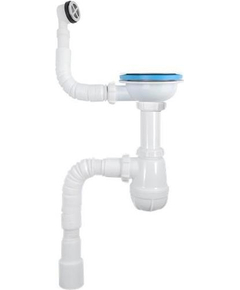 Sifon pentru chiuvetă 3 1/2" x 40 cu preaplin rotund și țeavă flexibilă 40x40/50 albă, Aquant