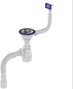 Sifon pentru chiuvetă 3 1/2" x 40 cu preaplin și țeavă flexibilă 40x40/50 albă, Aquant