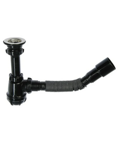 Sifon mic pentru chiuvetă 1 1/2" x 40 cu evacuare și țeavă flexibilă 40x40/50 neagră