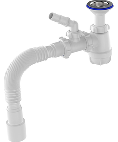 Сифон для умывальника 1 1/2''х40 с удл. горловиной с отводом с/м.гт 40х40/50, Aquant фото