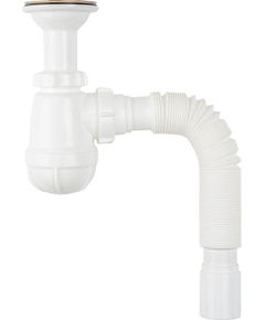 Sifon pentru lavoar 1 1/4" x 40 cu gât prelungit și țeavă flexibilă 40x50, Aquant