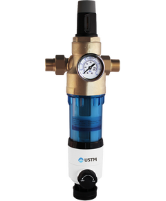 Фильтр обратной промывки с редуктором давления и манометром 3/4" / 1" USTM фото