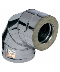 Cot sandwich pentru coș de fum 90° Ferrum (430/0,5mm) D115x200