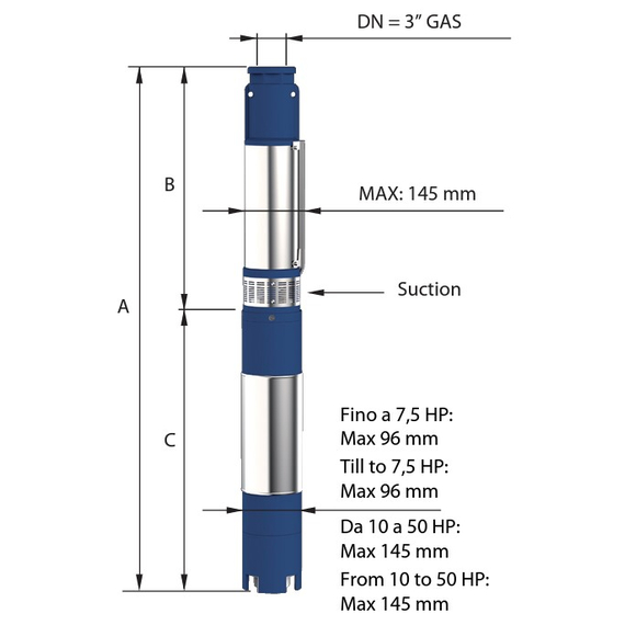 Погружной насос Panelli 6'' 11kW 15HP 140 PR24 N/12 400V, изображение [1] фото