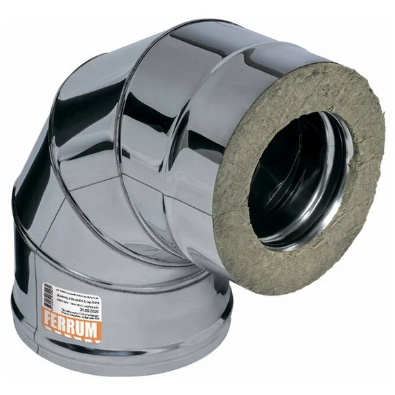 Cot sandwich pentru coș de fum 90° Ferrum (430/0,5mm) D115x200