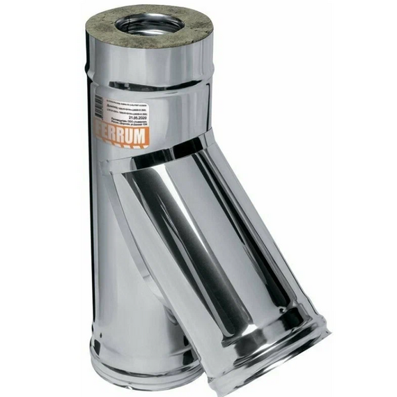 Coș de fum cu triunghi sandwich de 135 ° Ferrum (430 / 0,8) D115х200
