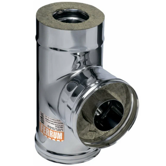 Coș de fum cu triunghi sandwich de 90 ° Ferrum (430 / 0,8) D115х200