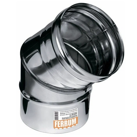 Colț de 135° pentru coș de fum (2 secțiuni) Ferrum D115 (0,5mm)