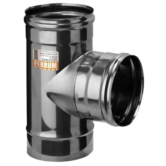 Teu-K la 90° pentru coș de fum cu o singură perețe Ferrum D115 (0,5 mm)