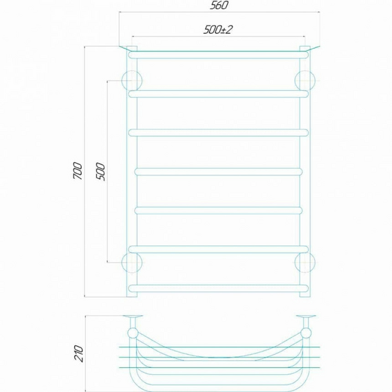 Электрический полотенцесушитель Юность 500x900x9 Deffi, изображение [1] фото