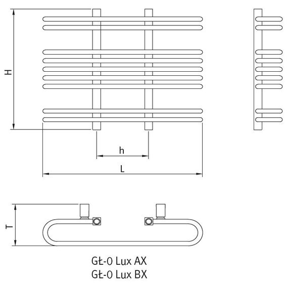 Uscător de prosop cu apă GL-0Lux BX Zebra 500/488 alb, 4 image