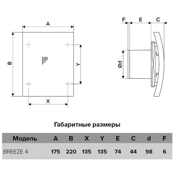 Ventilator de evacuare designer cu clapetă de sens Diciti BREEZE 4C D100 Negru Mat Gri Metalic, 4 image