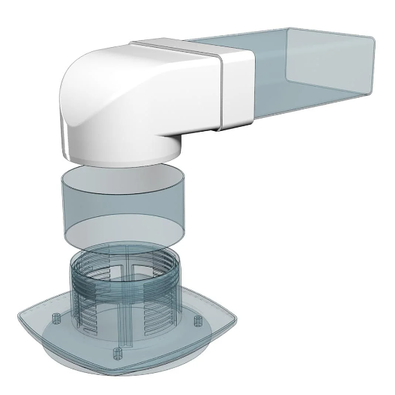 Conector unghiular pentru conductă plană cu rotund Era 620СК15КП 90° 6x20 D150, 3 image