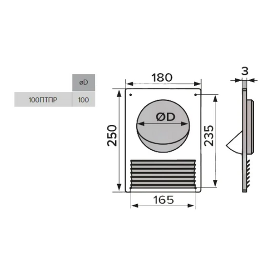 Placă de capăt plastic cu grilă Era 125ПТПР 18х25 D125, 5 image