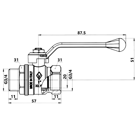 Шаровый кран с ручкой 3/4" MF Bugatti, 2 image