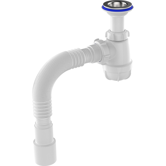 Sifon pentru lavoar 1 1/4" x 40 cu gât prelungit, grătar metalic și racord 40x40/50, Aquant