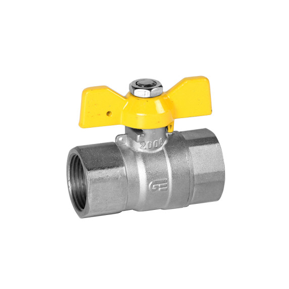 Шаровый кран для газа бабочка 1/2" FF (хром) Genebre фото