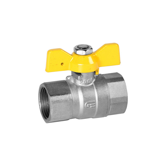 Шаровый кран для газа бабочка 3/4" FF (хром) Genebre фото