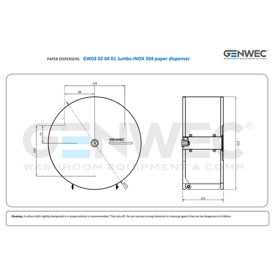 Distribuitor hârtie igienică Jumbo, inox Genwec, 2 image