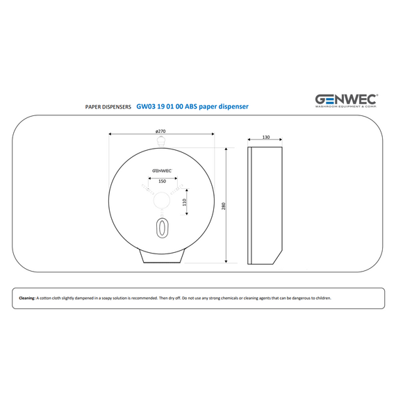Distribuitor hârtie igienică Jumbo, plastic alb Genwec, 2 image