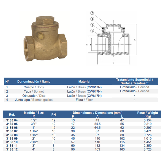 Металлический поворотный обратный клапан 1 1/2" Genebre, изображение [1] фото