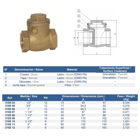 Clapetă de retenție metalică rotativă 1/2" Genebre, 2 image