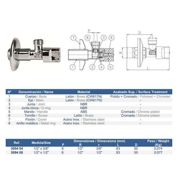 Кран 1/2"x3/8'' (подводной) Genebre, изображение [1] фото
