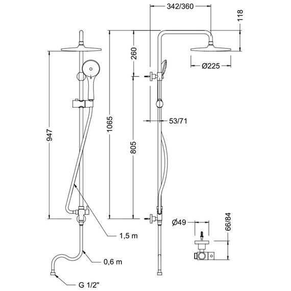 Душевая стойка фиксированная OSLO Genebre, изображение [1] фото