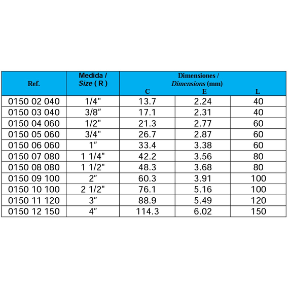 Mufă prelungitoare inox 1/2MM *060 mm Genebre, 2 image