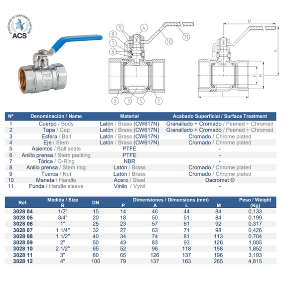 Robinet sferic cu mâner 1 1/2" FF Genebre, 2 image