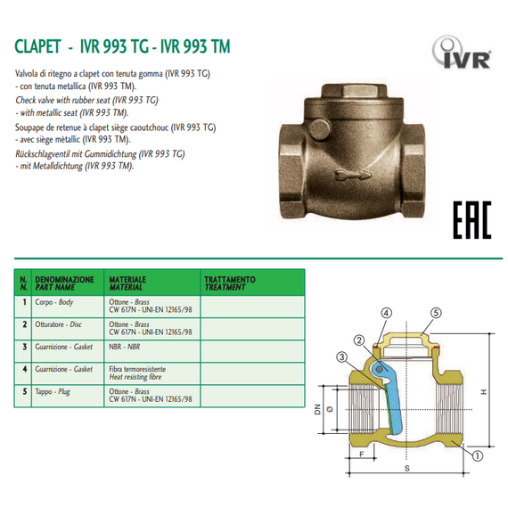 Ventil de reținere pivotant metalic 1 1/4" IVR, 2 image