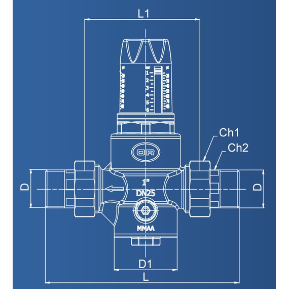 Редуктор давления мембранного типа TWIST (шкала 1-6 Бар) PN25 3/4" OR, изображение [1] фото