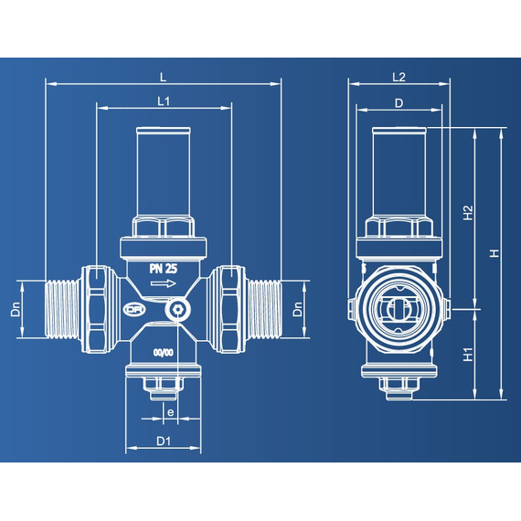 Reductor de presiune tip piston cu conexiune americană PN25 1" MM OR, 4 image