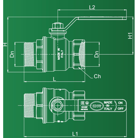 Robinet sferic cu mâner 1/2'' FM OR, 4 image