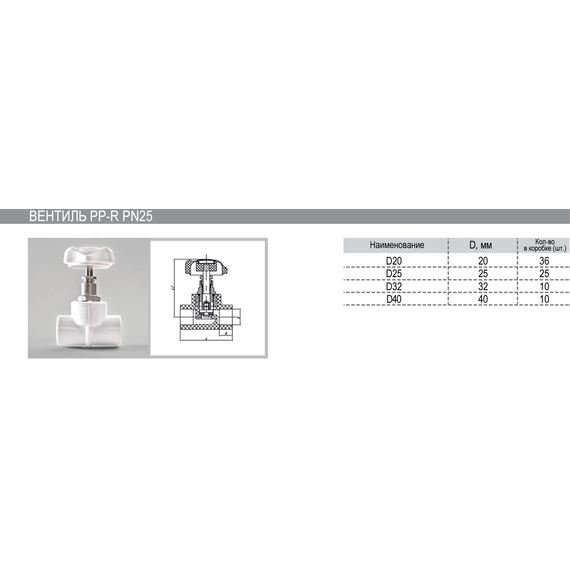 Вентиль д.20 PN25 РВК (36), изображение [1] фото