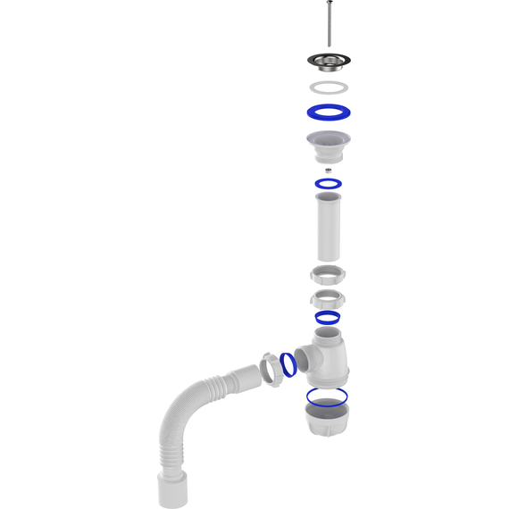 Сифон для кухни 1 1/2" х 40 с гибкой трубой 40х50, Aquant, изображение [1] фото