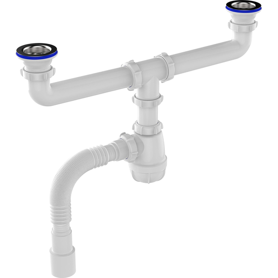 Sifon dublu 1 1/2" x 40 cu tub flexibil 40x40/50, Aquant