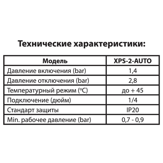Реле давления c защитой от сухого хода (1,4-2,8 bar) XPS-2-AUTO JEMIX, изображение [1] фото