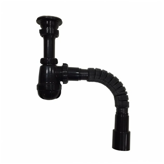 Sifon pentru lavoar 1 1/4" x 40 cu țeavă flexibilă 40x40/50 neagră