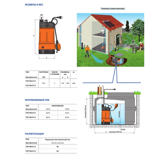 Pompa submersibilă cu roată cu multe palete Pedrollo TOP MULTI 2 0,55 kW, 2 image