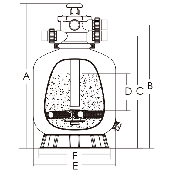 Фильтр песочный 1 1/2" прямое соединение 8 куб.м/ч T400 Kubber, 3 image