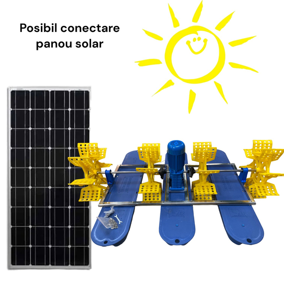 Колесный 4-х лопастный аэратор для водоема HT-SY-1.5, 48V DC, 220V 1.1kW KUBBER фото