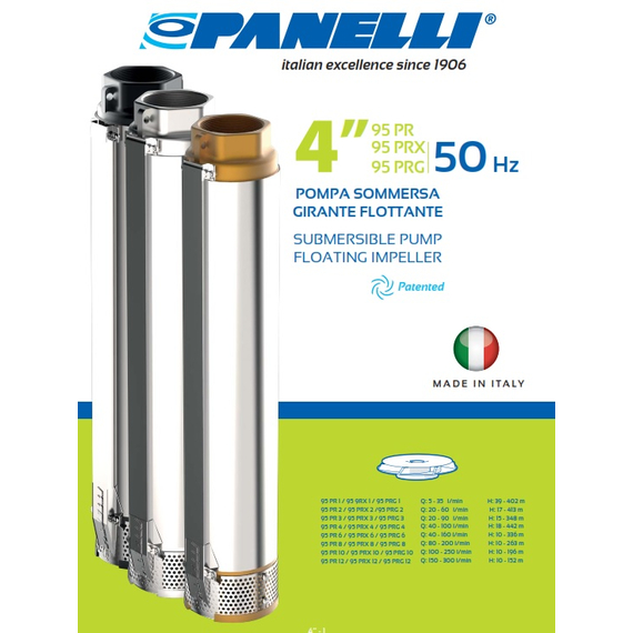 Погружной насос Panelli 4'' 1,5kW 2HP 95 PR4 N/16 400V, изображение [1] фото